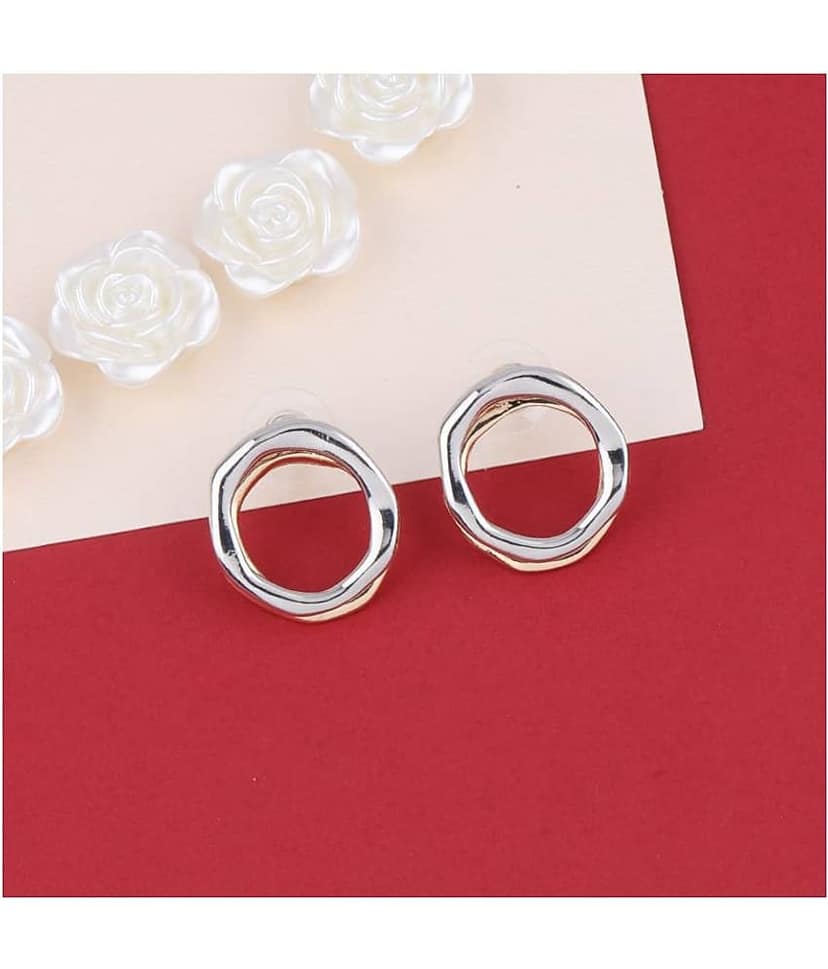 SILVER SHINE Attractive Stylish Stud Bali Shape Earring For Girl Women view 2