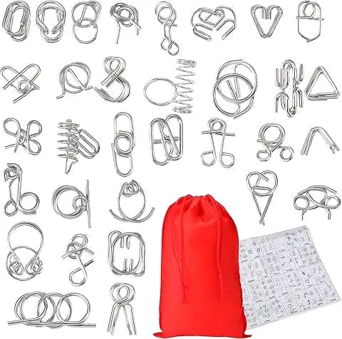 Street27® 36 Pcs Brain Teasers Metal Wire Puzzle Set – Fun and Challenging Puzzle Games for Adults and Kids for Problem Solving and Mind Exercise Educational Fidget Toys Untangling Puzzle view 2