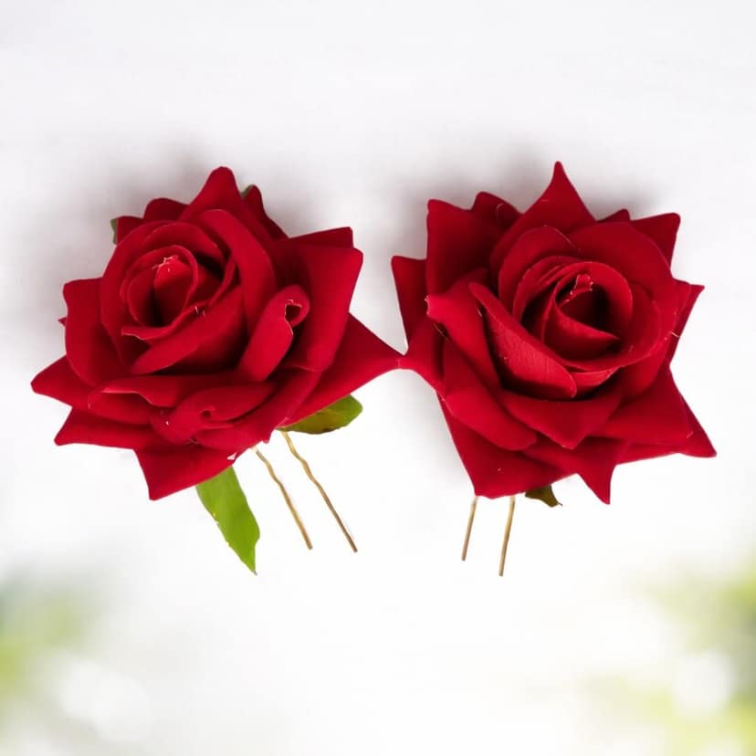 Single Artificial Flower Hair Pin Set of 6 pieace view 3