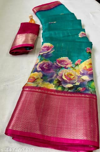 Floral Printed Dola Silk Saree