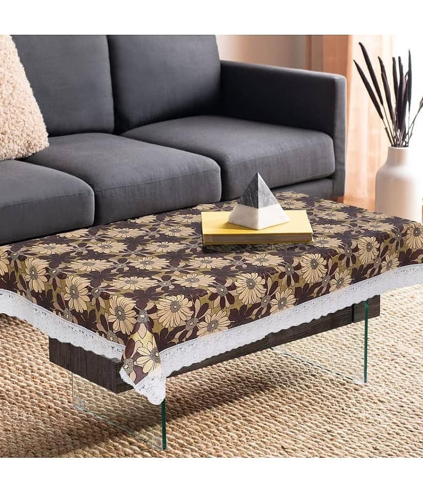 Printed PVC 4 Seater Rectangle Table Cover ( 150 x 92 ) cm Pack of 1 Green