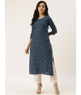 HISHAM - Blue Rayon Women's Straight Kurti ( Pack of 1 )