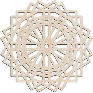 Haoser Mandala Wooden Wall Art, Traditional Star Ornament Polygonal Details, Birch Wood Plywood Rustic Wall Art Accent for Hallway Bedroom Living Room Cafes and Offices (Mandala Design-10_30CM)