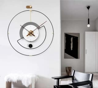 Round stylish cosmic luxe wall clock in the celestail creation| Gray and white