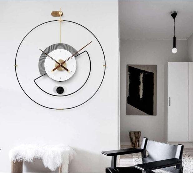 Round stylish cosmic luxe wall clock in the celestail creation| Gray and white