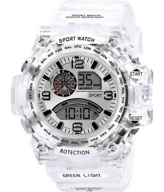 Viser SMC-SMC901 White Dial Multi-Functional Synthetic White Transparent Strap Sports Watch for Boys