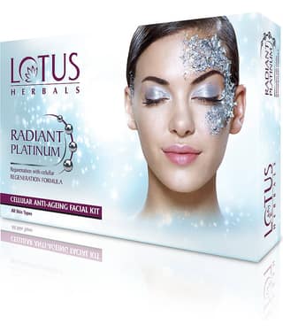 Lotus Herbals Radiant Platinum Cellular Anti,Ageing Facial Kit 4 In 1 Pack , 200G
