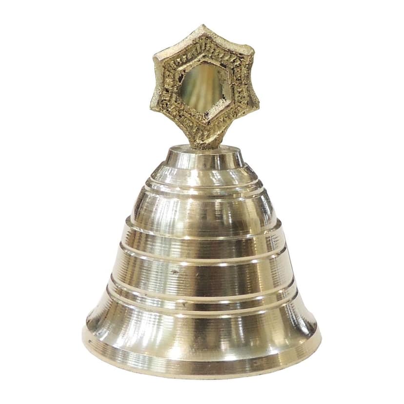 Brass Hanging Small Temple Bell Ghanti | Brass Temple Bell | Hanging Pooja Ghanti for Home Mandir, Height : 3 Inch (ZMAS662 D) view 2