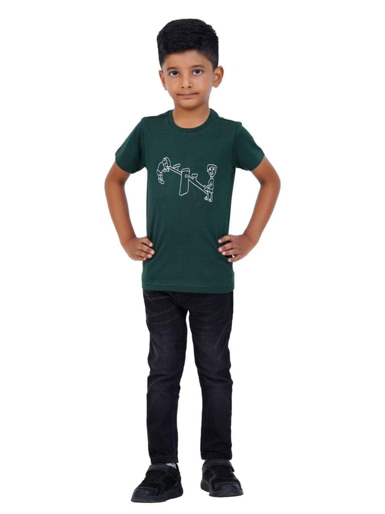 AIR GARB Boys Round Neck Printed Cotton T-shirt for 4-5 Years - Pack of 3 (K45-TBL-CW-SGR) Multicolour view 7