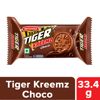 Britannia Tiger Kreemz - Chocolate Cream Biscuits, Teatime Snack, 33.4 g