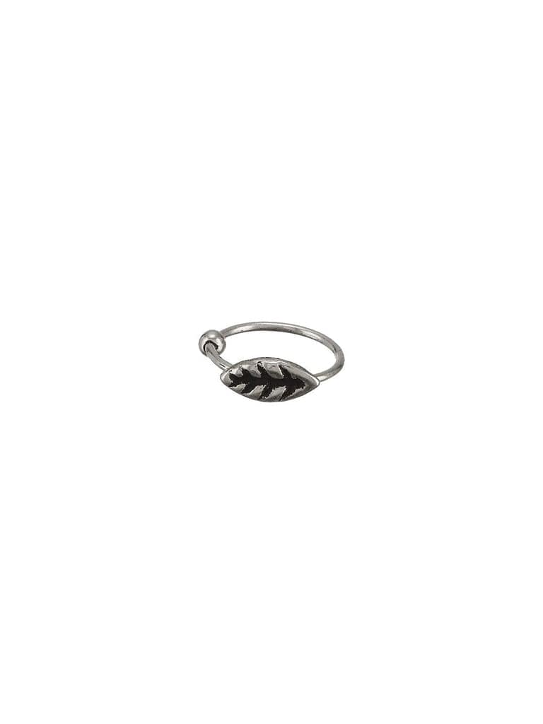 925 Sterling Silver Oxidised Leafy Nose Pin Studs For Women view 7