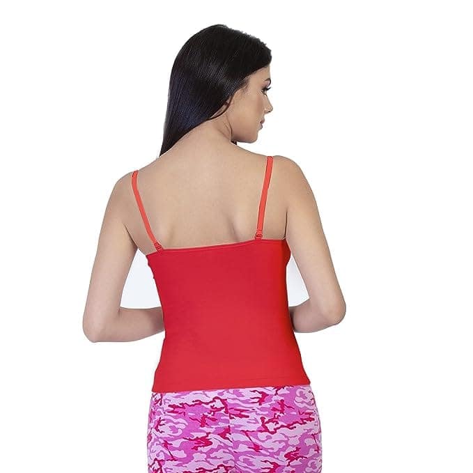 Women's Molded Cotton Camisole Girls Sweetheart Neck Slip with Adjustable Strap view 3