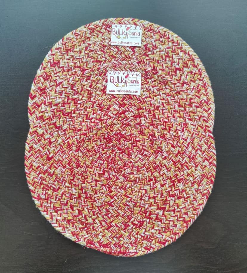 Round table mats cotton placemats (pack of 2) | Hotpads / trivets 9", Heat Resistant, Reversible Use (Yellow) by Bulky Santa view 2