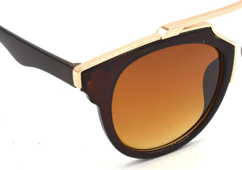 HRINKAR Unisex Wrap-around Sunglasses Golden & Black Frame, Brown & Yellow Lens (Medium) - Pack of 2 view 7