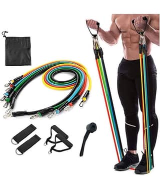 Resistance Exercise Bands with Door Anchor, Handles, Waterproof Carry Bag, Legs Ankle Straps for Resistance Training, Physical Therapy, Home Workouts, Resistance Band