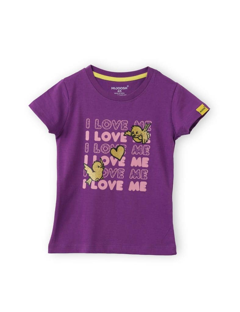 Girls T-Shirt Bonbon Pink / Sparking Grape Violet, Soft Cotton, Ages 2-6 (2pcs pack) view 2