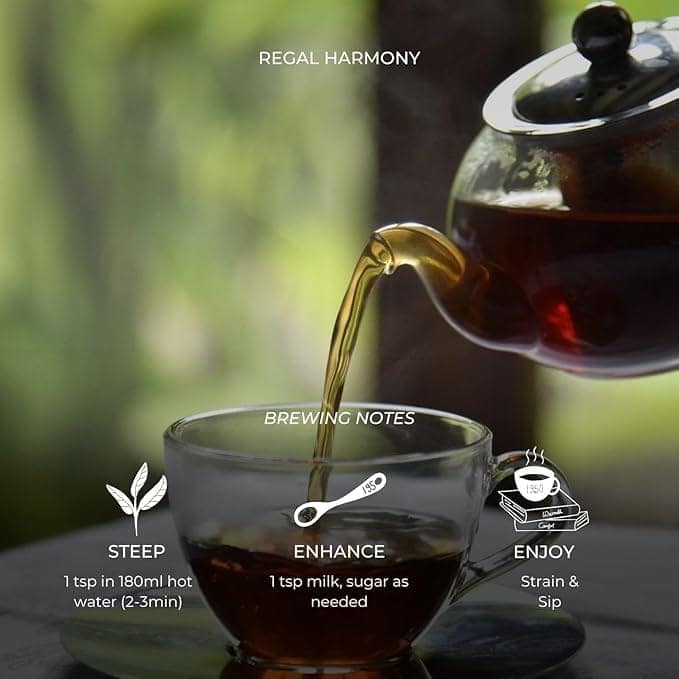 1950 Origins Combo Pack of 2 x 150 gm Regal Harmony | Premium Assam-Darjeeling Black Tea |Natural Loose Leaf Tea|Pure Assam CTC with Darjeeling Whole Long Leaf Tea|Fresh, Aromatic & Pure|Tin Caddy view 6