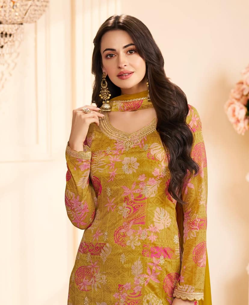 Designer Pink Printed Straight Suit for Women view 2