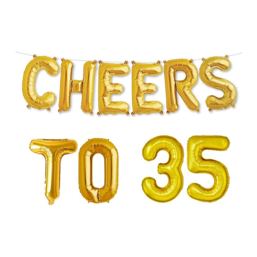 Balloonistics Cheers to Thirthy Five Foil Balloon Combo Number 35 Foil Balloon for Birthday and Anniversary