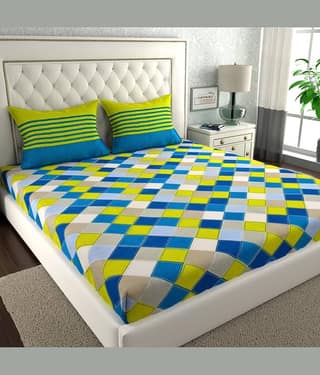 ABHACLOTHO Cotton 1 Double Bedsheet with 2 Pillow Covers ( Grey )