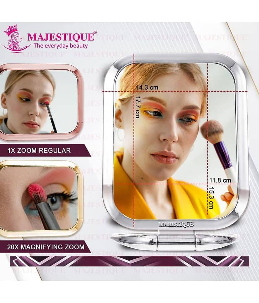 Majestique Table Top Double Side Makeup Mirror, 1X/20X Square Magnifying 180 Degree Stand Multicolor view 2