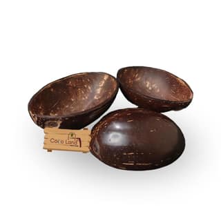 CocoLand Coconut Shell Pudding Pot Oval Shape (150-250 ml) M-L Size Coconut Oil Polished