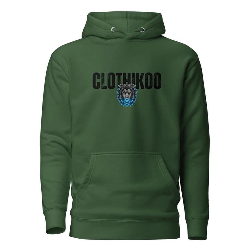 Clothikoo Premium Lion Printed Edition Hoodie (400 GSM, Bottle Green Colour) view 2
