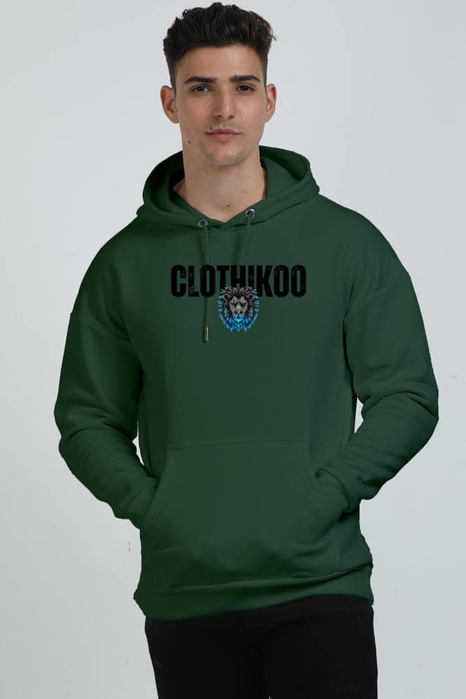 Clothikoo Premium Lion Printed Edition Hoodie (400 GSM, Bottle Green Colour) view 5