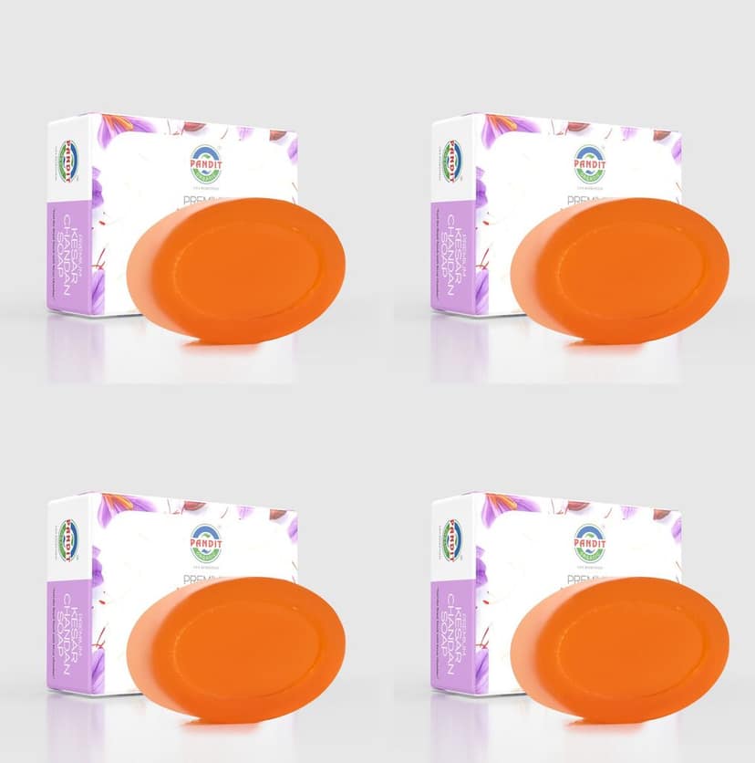 Pure Kesar Chandan Organic Handmade Soap Bar (Value Pack - 100 g) – Cold-Pressed Oils, Glycerin & Natural Botanicals, Sulfate & Paraben Free, Ayurvedic Herbal Cleanser for All Skin Types – Cleansing & Moisturizing