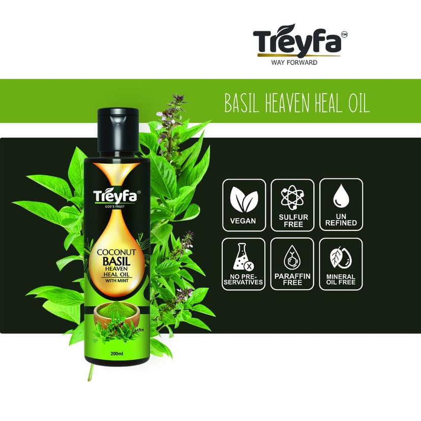 Treyfa Coconut Basil heaven heal oil for ultimate skin, hair and body care(200ml) view 4