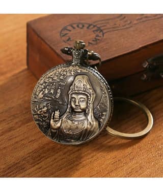 Gala Time Antique Buddhism Theme Pocket Watch Car Bike Key Ring Men Women Gift ( Pack of 1 )