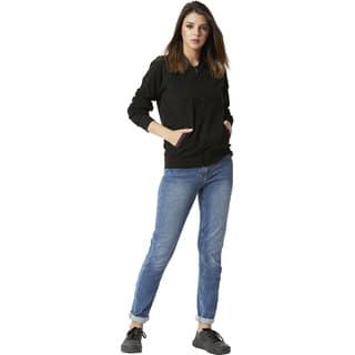 Miss Chase Women's Black Round Neck Full Sleeve Cotton Solid Multicolored Twill Tape Detailing Bomber Jacket view 2