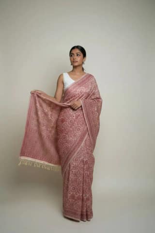 Pattachitra Cotton Saree Cream Maroon Wheel Medallion