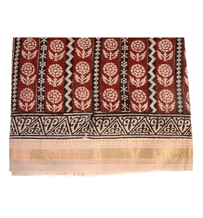 Bagh Print Maheshwari Cotton-Silk Saree – Hand Block Printed view 4