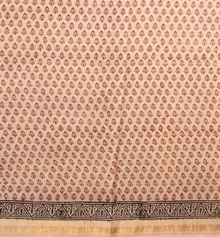 Bagh Print Maheshwari Cotton-Silk Saree – Hand Block Printed view 5