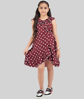 Being Naughty Polyester Asymmetric Dress For Girls ( Pack of 1 , Chocolate Brown )