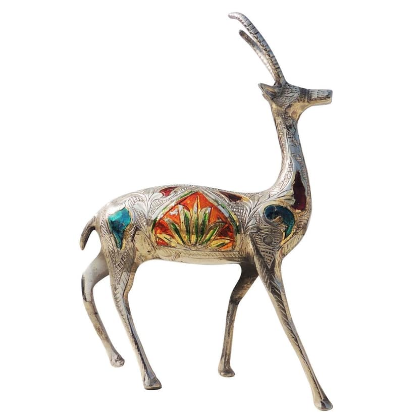 Premium Brass Deer Statue for Home & Office Decoration, Height : 9.5 Inch (ANMAS037 A) view 2