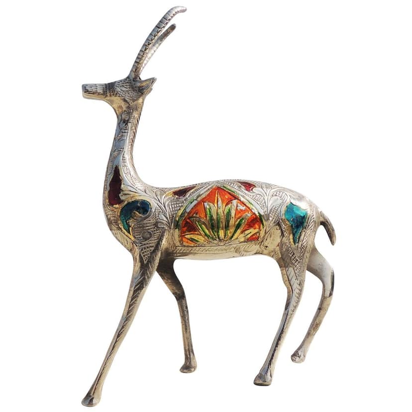 Premium Brass Deer Statue for Home & Office Decoration, Height : 9.5 Inch (ANMAS037 A) view 3