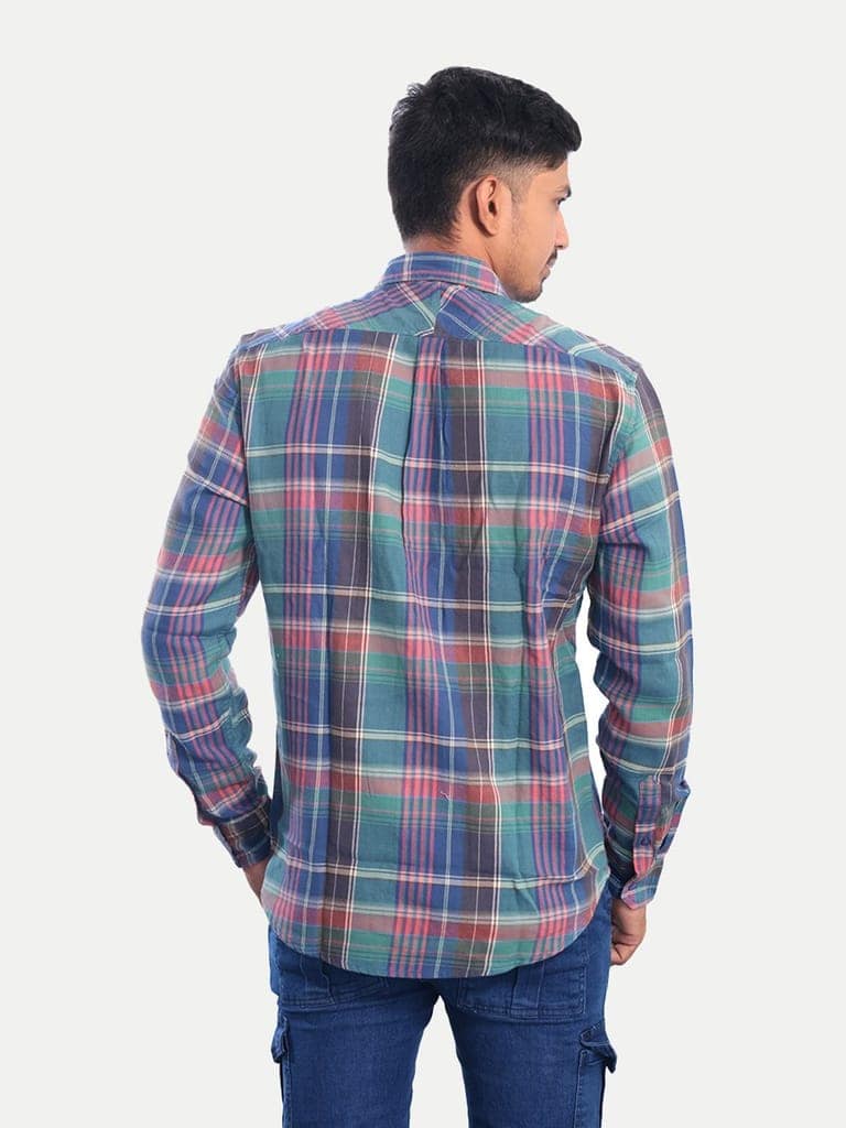 Men Green Checkered Casual cotton Shirt view 4