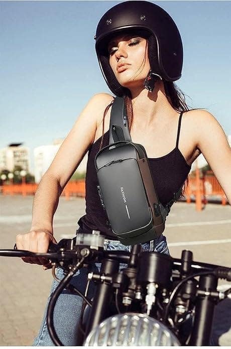 Slim Anti-Theft Crossbody Backpack for Men – Waterproof Sling Bag with USB Charging Port, Compact Travel Chest Bag view 4