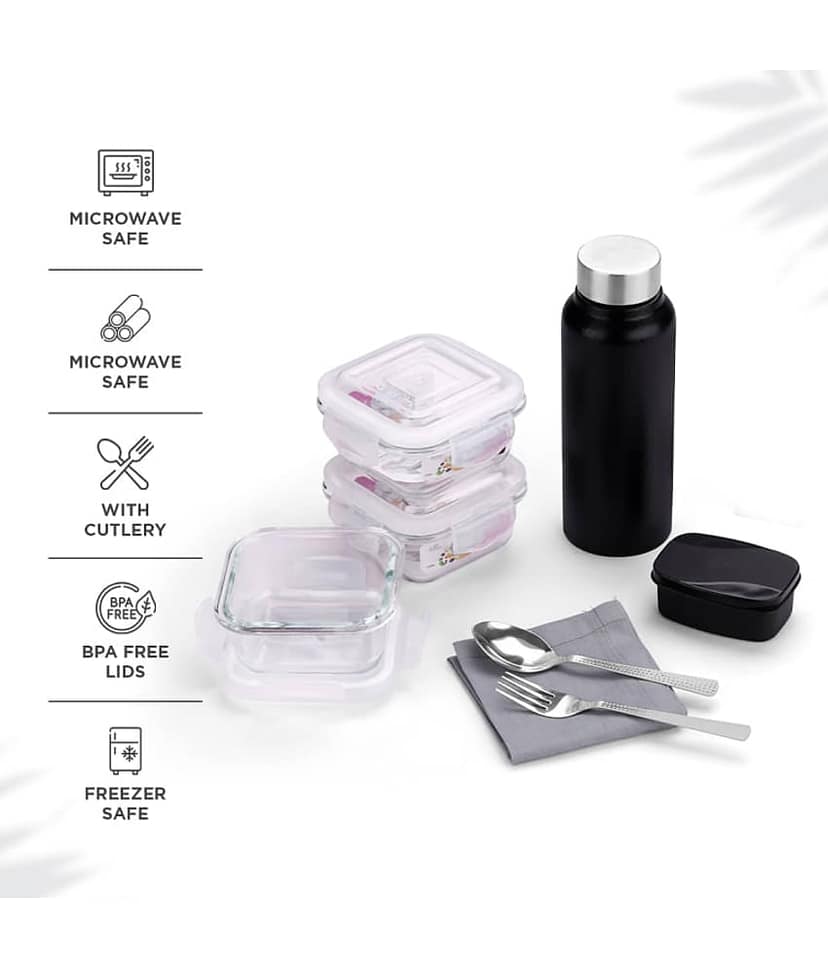 Oliveware Crystal Stainless Steel Lunch Box 3 Container (Pack of 1) view 2