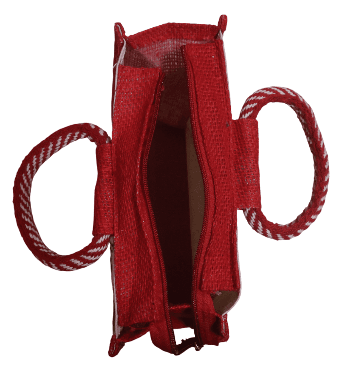 Red Jute Handbag with Tribal Art view 4