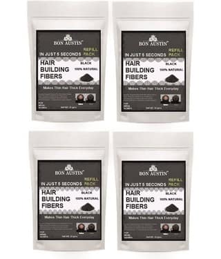 Bon Austin Hair Building Fiber Instant Fuller Hair Refill Pack (Black) 25 gm Pack of 4