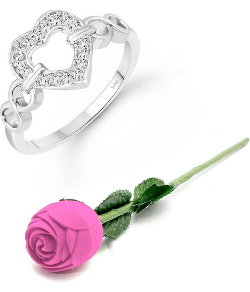valentine day ring rose box proposal Heart Ring for Women Girls Valentine Gift