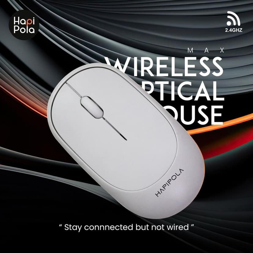 HAPIPOLA Mouse MAX Wireless Mouse, 1600 DPI, 2.4 Ghz RF Digital Technology, Plug-and-Play Optical Mouse view 4