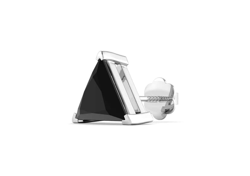 Black Triangle Solitaire Men's Ear Stud (1 Pc Only)