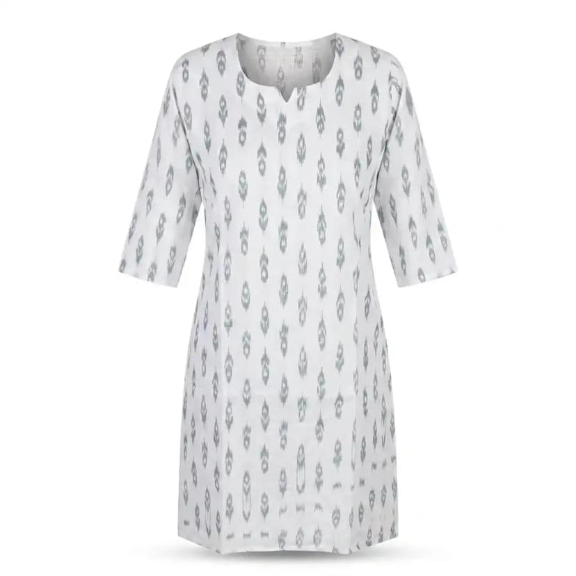 Kurti Printed White – Odisha Handloom