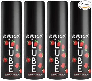 Manforce Lube Lubrication Gel for Men & Women Water-Based Gel Skin-Friendly Safe to Use with Condoms Strawberry Flavoured 60ml x pack of 4