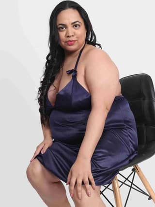 Plus Size Sexy Solid Cherry Honeymoon Babydoll Bikini Dress BB41N