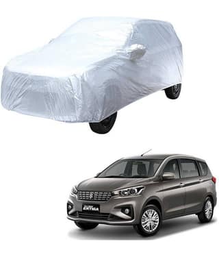 Autoretail Silver Color Dust Proof Car Body Polyster Cover With Mirror Pocket Polyster For Maruti Suzuki Ertiga